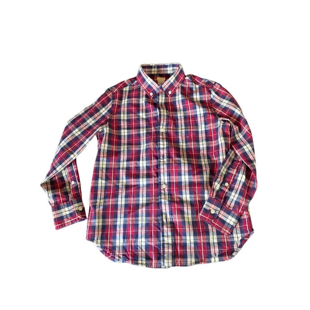 Crew Cuts Red Blue Plaid‎ Button Down Long Sleeved Shirt Size 10